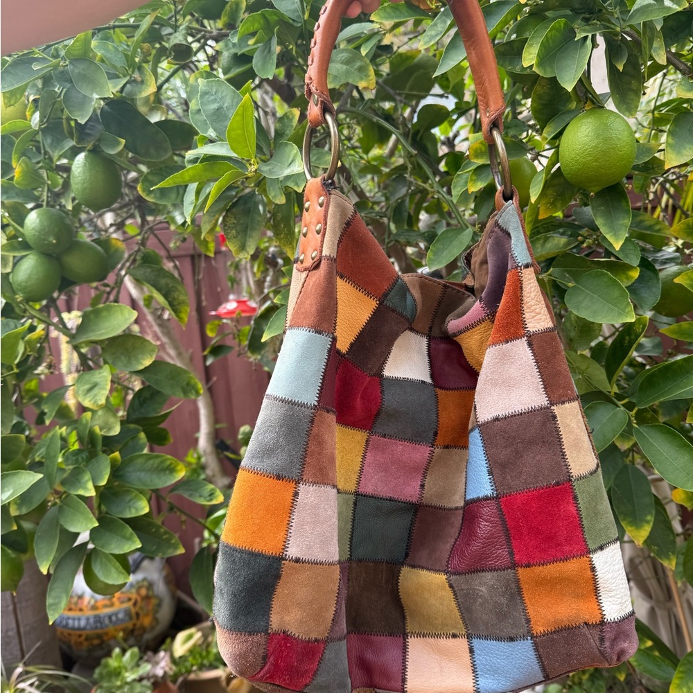 Lucky Brand Multicolor Patchwork Suede Shoulder B… - image 1